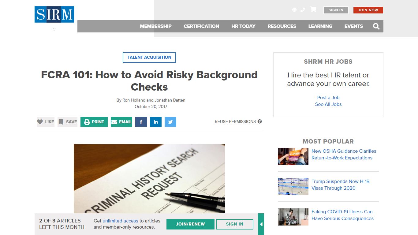 FCRA 101: How to Avoid Risky Background Checks - SHRM