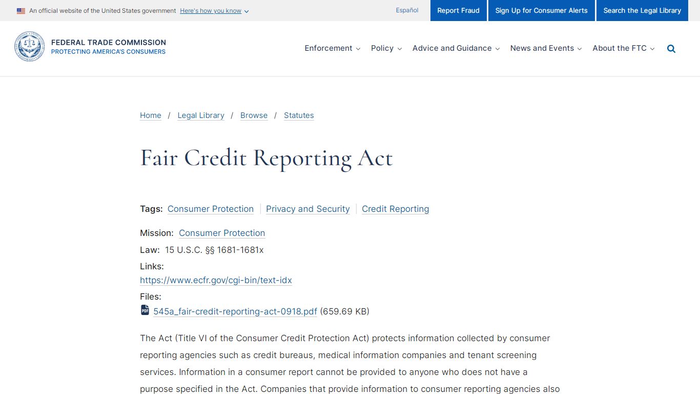 Fair Credit Reporting Act | Federal Trade Commission